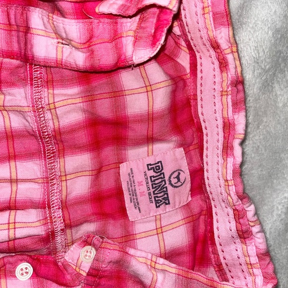 PINK Victoria's Secret Vibrant Pink Plaid Shirt - Picture 5 of 13